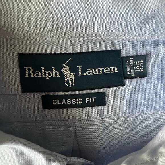 Ralph Lauren Men’s Classic Fit Button Down Blue 16 1/2 34-35 NWOT - Picture 3 of 8